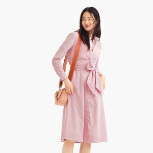 J.Crew Tie-waist shirtdress in stripe Button Front